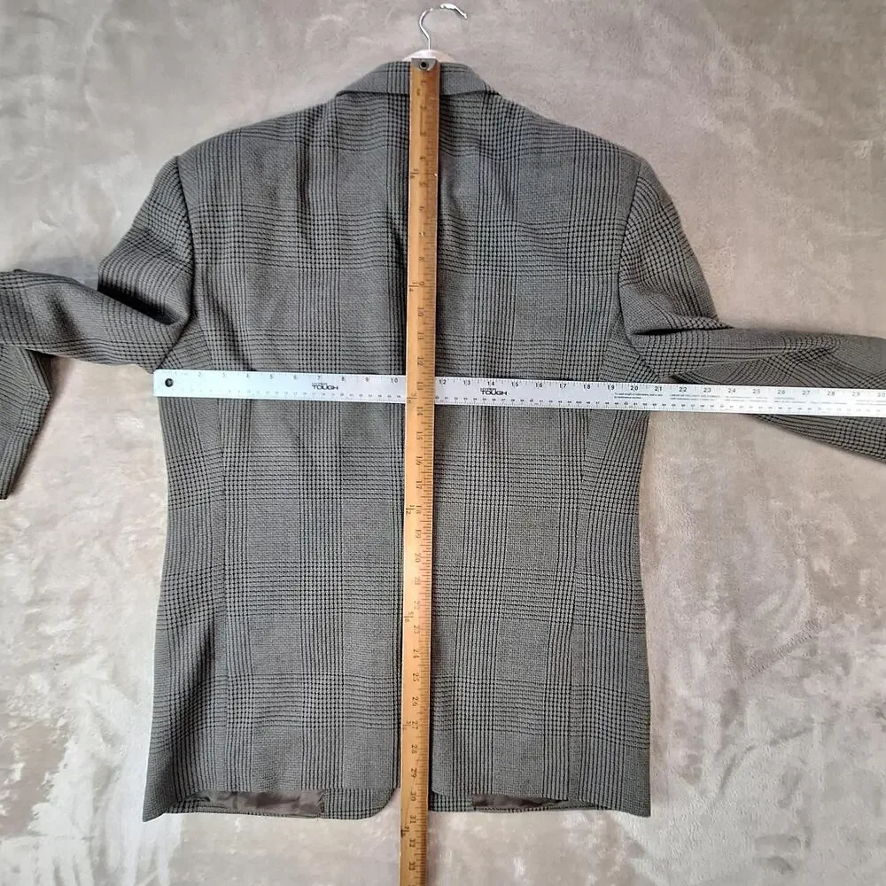 Canali Sport Coat Mens 42R Gray Wool Check Classic Fit Ventless 2 Button Italy
